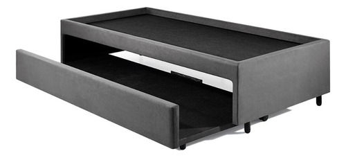 Bicama Box Para Dois Colchões Solteiro Suede Cinza 88x188