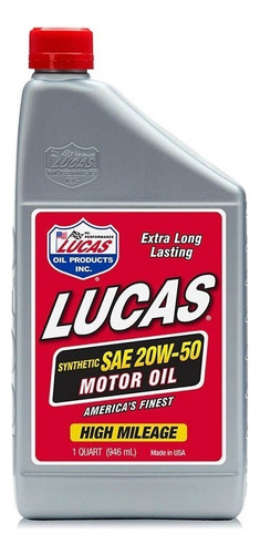 Aceite Lucas Oil Sintetico Sae 20w-50 Motorcycle Oil 946 Cc