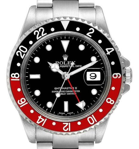 Relógio Rolex Gmt-master Base Eta Prreto E Vermelho +caixa