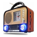 Caixa Som Rádio Retrô Led Bluetooth Am Fm Sw Usb Premium P2