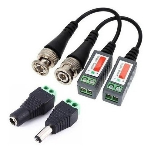 Par De Balun + Plug Macho Hembra Alimentación Cctv Amextrade