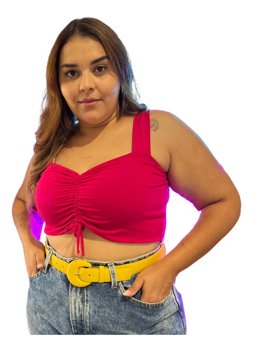 Blusa Cropped Plus Size Top Feminino Alça Larga Ajustável