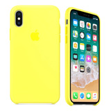 Capa Capinha Silicone Case Compatível iPhone XS Cor Amarelo