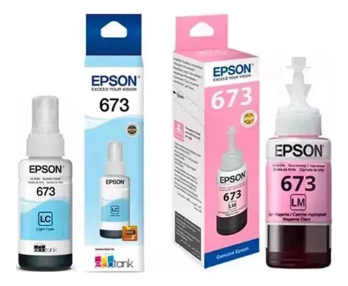 Combo Tinta Epson 673 Light Magenta Y Light Cyan Cian Claro