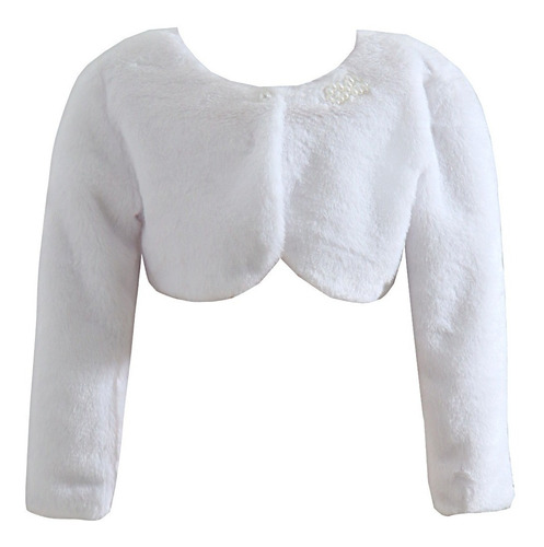 Bolero Infantil Super Quentinho Pelúcia Branco 4 A 12 Anos