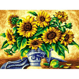  D Diamond Painting By Number Kit, Full Drill Sunflower...