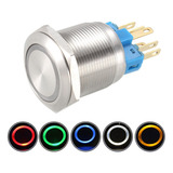 Boton Pulsador Metal Led Liso Con Retencion 16mm 12v Colores