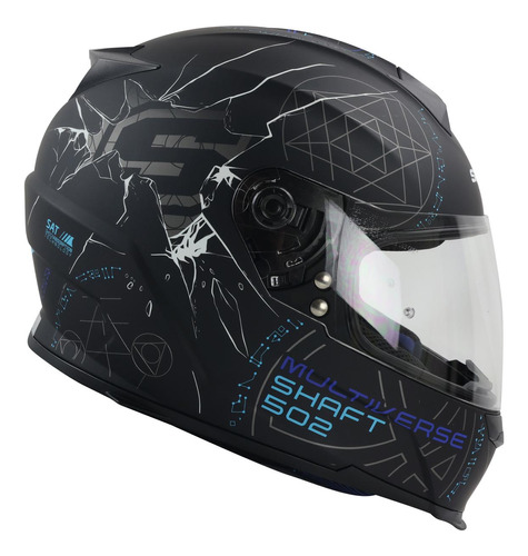 Casco Shaft Sh502 Negro Azul Mate Supreme Cerrado