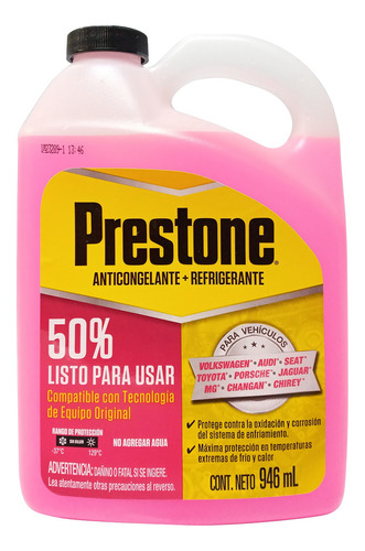 Líquido Refrigerante/anticongelante Prestone Af9050m Rosa En Bidón 1l