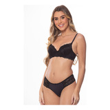 Conjunto Lingerie Renda Com Bojo E Fio Dental