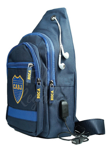 Morral Bandolera Boca Juniors Bolso Cruzado Usb Lic Oficial