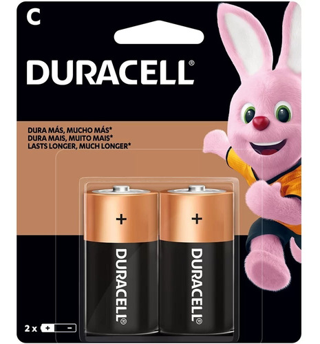 2 Pilhas Médias Da Duracell Alcalinas 1.5v Tamanho C  