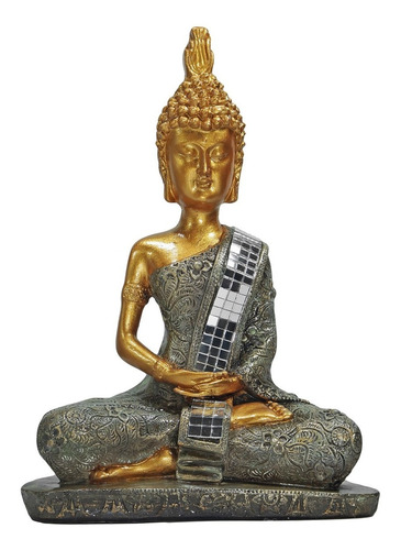 Buda Hindu Tailandês Sidarta Decoração Resina Estátua Luxo
