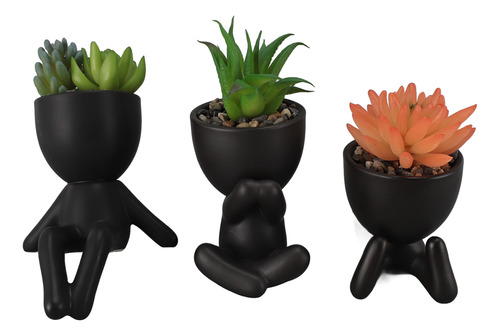 Set De 3 Plantas Artificiales Pequeñas Para Plantas Suculent