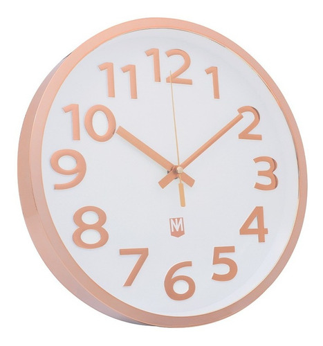 Reloj Pared Moderno Cocina 30 Cm Silencios Cobre Mulmer