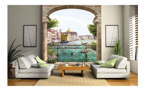 Adesivo De Parede Paisagem Veneza Gondola Italia 8,5m² Dav17