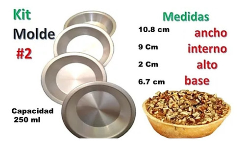 Molde Mini Flan  Pay Tartas 10  Pzs Alumnio Hornear Postres 