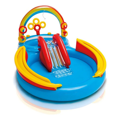 Alberca Inflable Parque Acuatico Arcoiris Tobogan Intex Color Azul multicolores | Envío gratis
