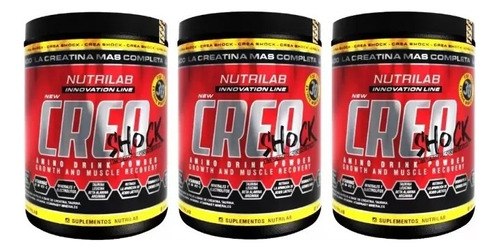 Nutrilab Crea Shock Creatina En Pote De 300g X 3 Unidades