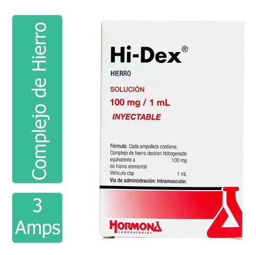 Hi-dex 100 Mg Solución Inyectable Im Caja Con 3 Ampolletas
