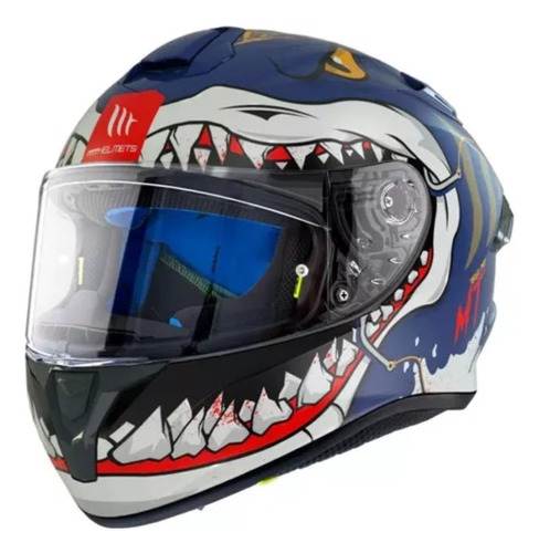 Casco Motociclista Mt Helmets Targo Pro Sharky Azul Riderone