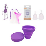 Kit Copa Menstrual Real Cup + Urinal Mujer Pis Parada+ Vaso