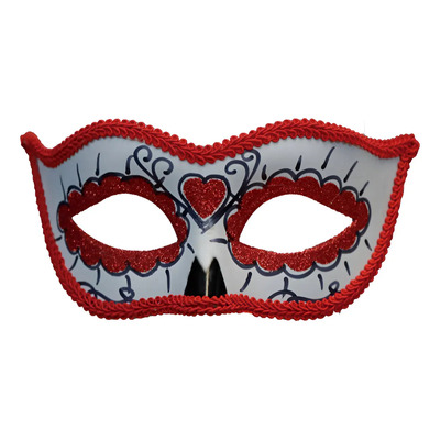 Máscara Antifaz Estilo Catrina Disfraz Fiesta Halloween Rojo Antifaz Plata Con Rojo | Meses sin interés