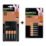 Cargador Duracell + 10 Pilas Aa Recargables 2500 Mah