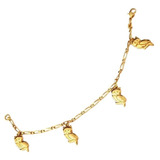 Pulsera Lechuzas Oro Amarillo Laminado 18k Con Dijes Mujer