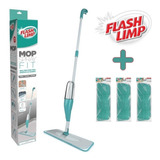 Vassoura Mop Spray Flash Limp Cabo Inox E 3 Refil Microfibra