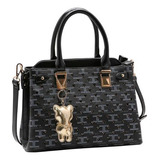 Bolsa Feminina Chenson Strass Cristal Monograma Preto