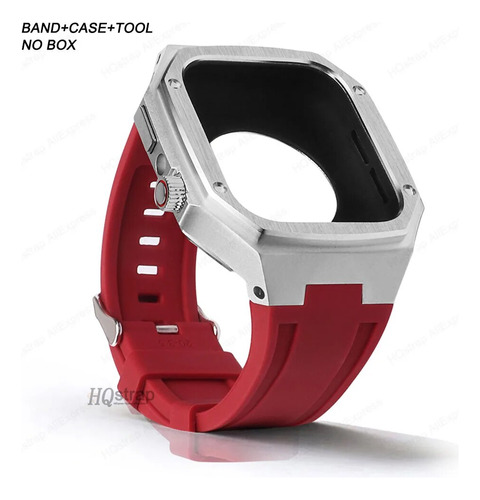 Funda De Metal Para Apple Watch  Correa De Silicona De 44mm