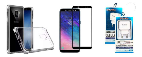 Kit Capa Reforçada Galaxy J8 + Película 3d + Carregador