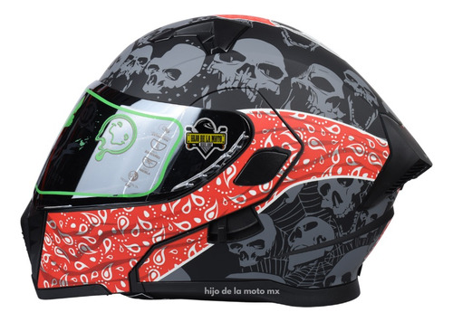 Casco Abatible Half Bandido Rojo Mate Con Luz