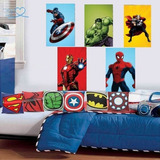 Kit 5 Quadros Placas Decorativa Mdf 20x30 Vingadores Marvel Colorido