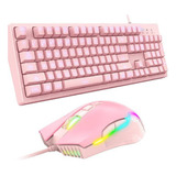 Kit Gamer Rosa Teclado G25 Y Mouse Cw905 Onikuma