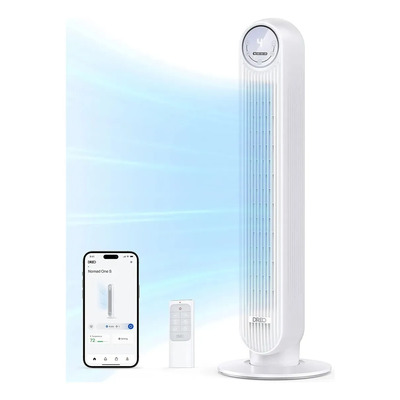 DREO Ventilador de torre para dormitorio, ventilador de suelo silencioso de velocidad de 25 pies\u002Fs, ventiladores oscilantes de 90° para interiores con 8 velocidades, 4 modos, temporizador de 8H | Meses sin interés