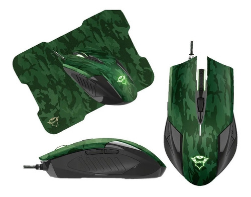 Mouse Trust Gaming Rixa 6 Botones + Pad Mouse Gamer Camuflad