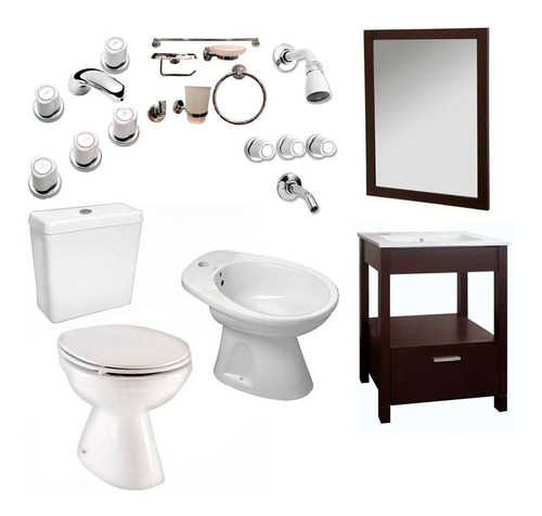 Combo Baño Vanitory Baño Moderno Espejo Inodoro P