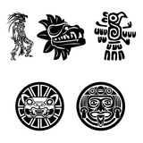 5 Calcomanías Aztecas Para Auto/moto- Stickers Tuning Azteca