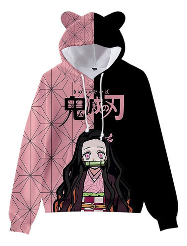 Sudadera Con Capucha Anime Demon Slayer Nezuko Con Orejas De