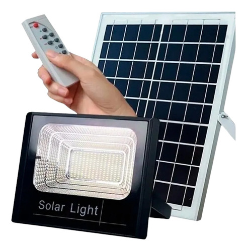 Refletor Led Solar 200w Holofote Bateria Placa Controle Ip67