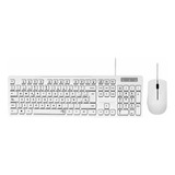 Combo Teclado E Mouse Abnt2 Usb Com Fio Pc Notebook Branco