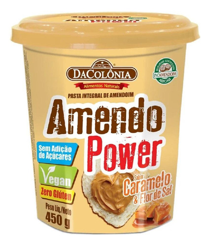 Amendopower Caramelo E Flor De Sal 450g - Dacolonia