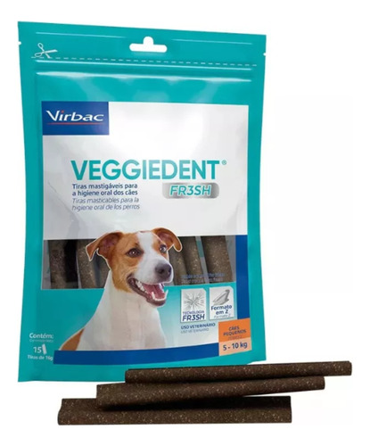 Veggiedent Fresh 15 Tiras Cães Pequenos Virbac Saude Oral