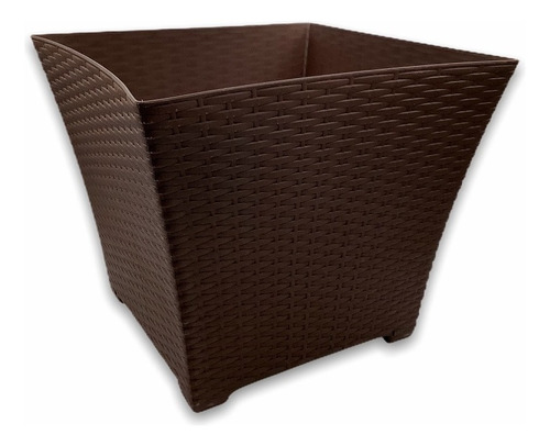 10 Macetas Rattan Cuadrada Grande 30 Lts Color Chocolate