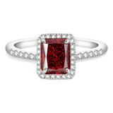 Anillo De Compromiso De Diamante Rojo Para Mujer, Anillo De 