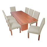 Juego Mesa Comedor Rectangular Tr 220x90 + 8 Sillas Ecocuero