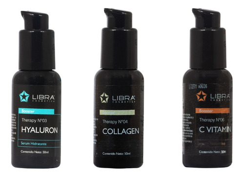 Kit Libra Serums Hialurónico + Vitamina C + Colágeno Firmeza