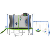 Evedy Trampolin De 12 Pies Con Columpio Y Tobogan, Trampolin